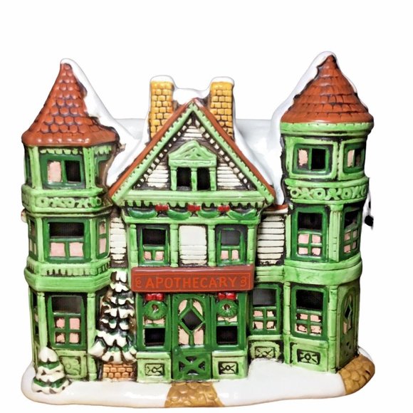 Lefton Christmas Apothecary Building #06900 Geo Z. Lefton Ceramic 1988 - Picture 2 of 14